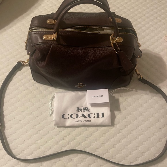 Coach Lane Brown Leather Satchel purse - Picture 3 of 13